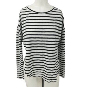 Lovestitch Linen Striped Shirt Size S Long Sleeve Distressed Lagonlook Hole Hem